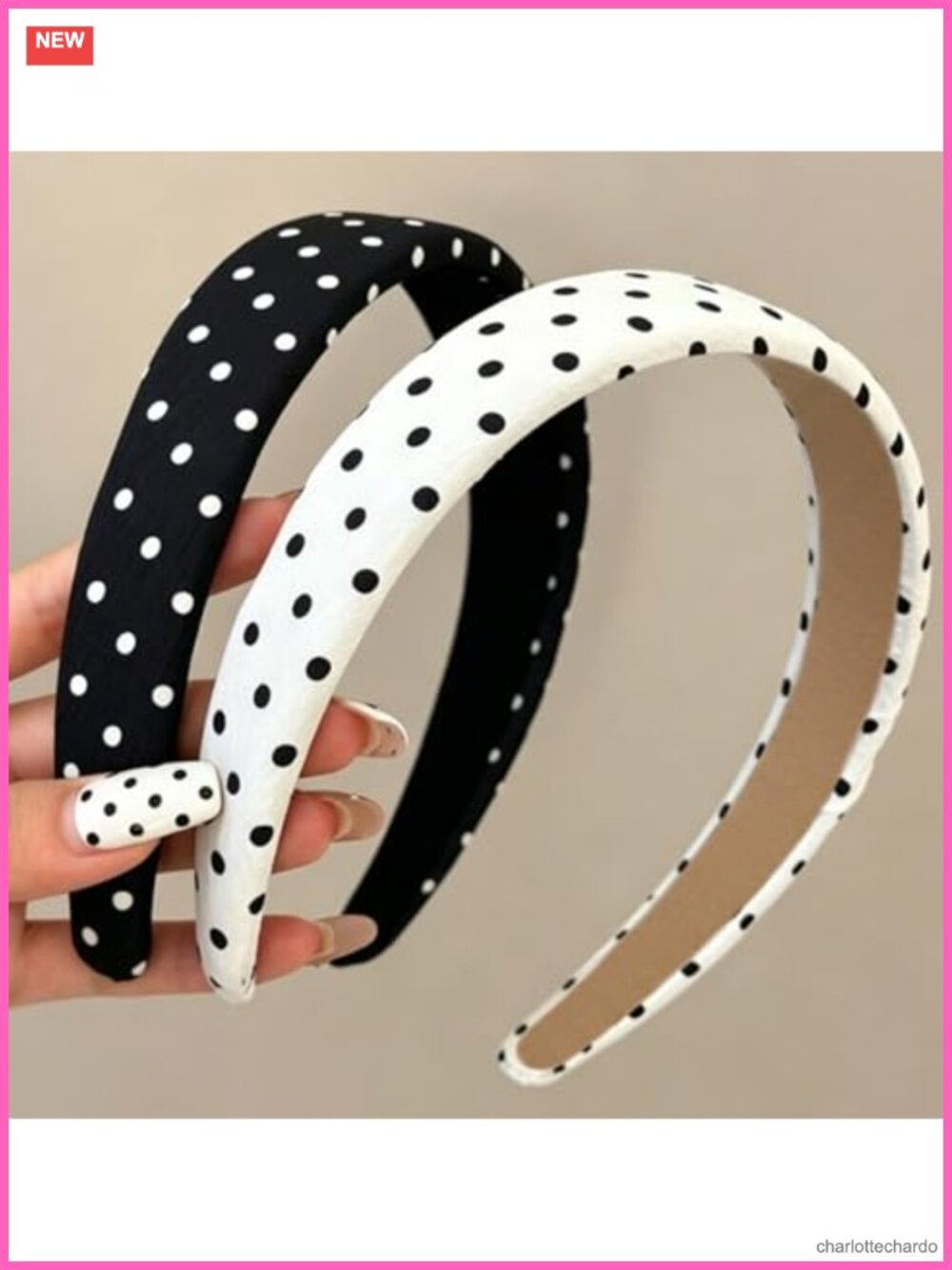 Polka Dot Wide Headbands Non Slip Padded Hair Accessories